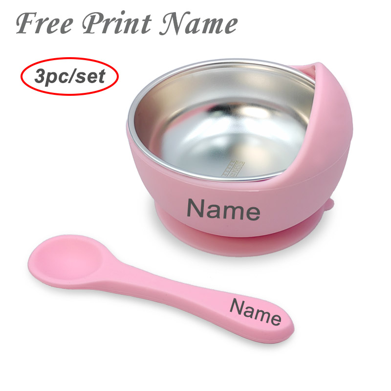 Baby Food Bowl - 3Pcs 세트 숟가락으로 아기 먹이 그릇