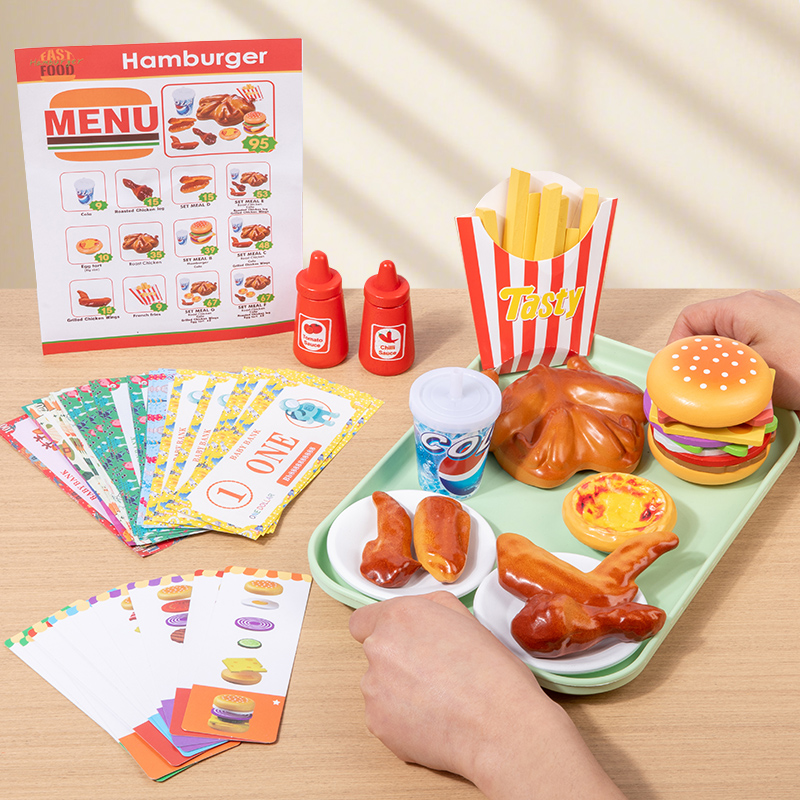 Baby Food Under 1 Year - 나무로 만든 패스트푸드 주방 놀이 장난감,